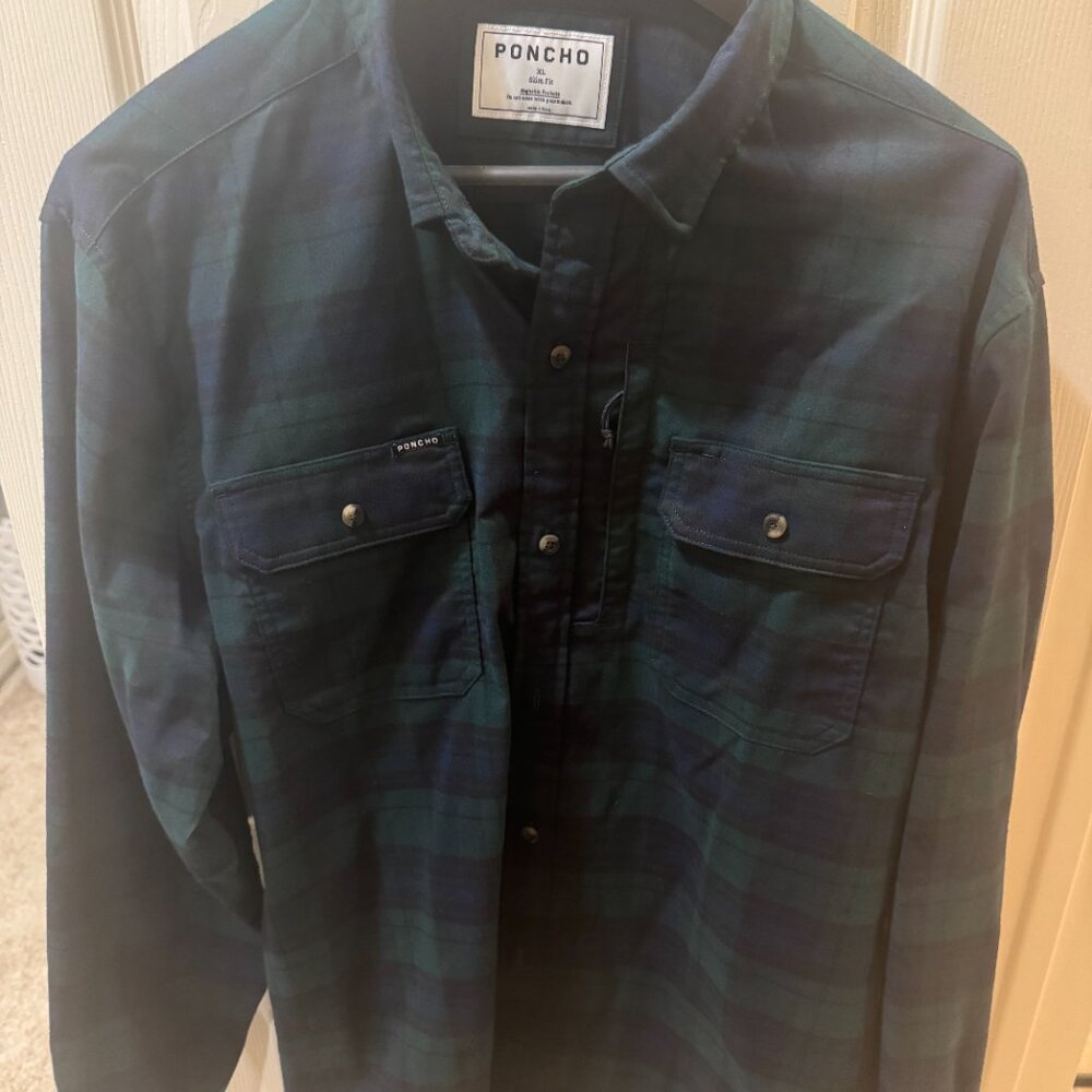 PONCHO Mens L/S Flannel Shirt - The Cascade - XL SLIM